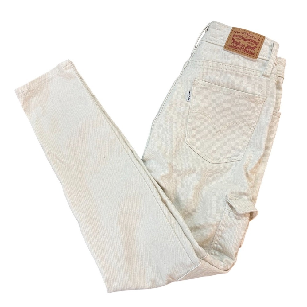 LEVIS 721 High Rise Skinny Ankle Womens 25 Cream Cargo Pocket Denim Jeans